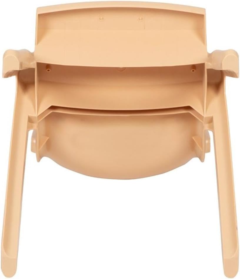 BOWERY HILL 12 in Plastic Stackable Preschool Chairs, Natural Finish, Set of 2, 22 in H x 13.25 in W x 15 in D, Lightweight Contoured Design, Safe Kids Seating for Classroom, Home, or Playroom
