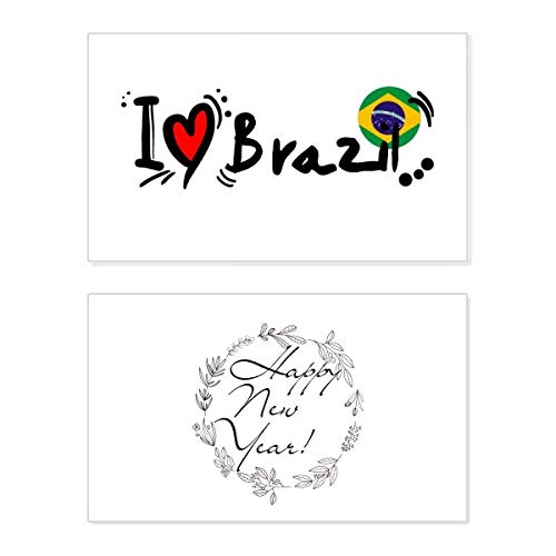 Tarjeta de felicitación I Love Brazil de Año Nuevo para decorar regalos y enviar buenos deseos