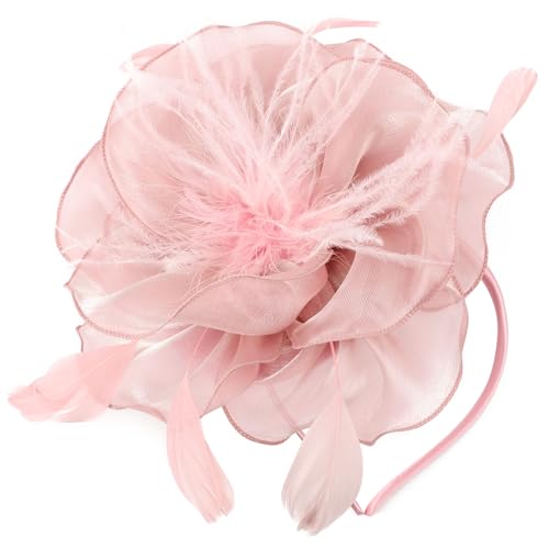 Image of DRESHOW Fascinators Hat Feather Headband Women's Fascinators Tea Party Headwear with Clip Flower Head Band for Girls & Women