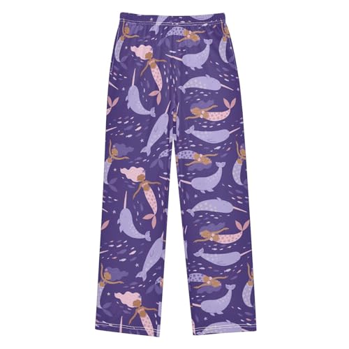 Boys' Pants Cute Cartoon Mermaid Narwhal Long Bottoms Jogger Pants Elastic Waist Trousers with Pockets S-XL
