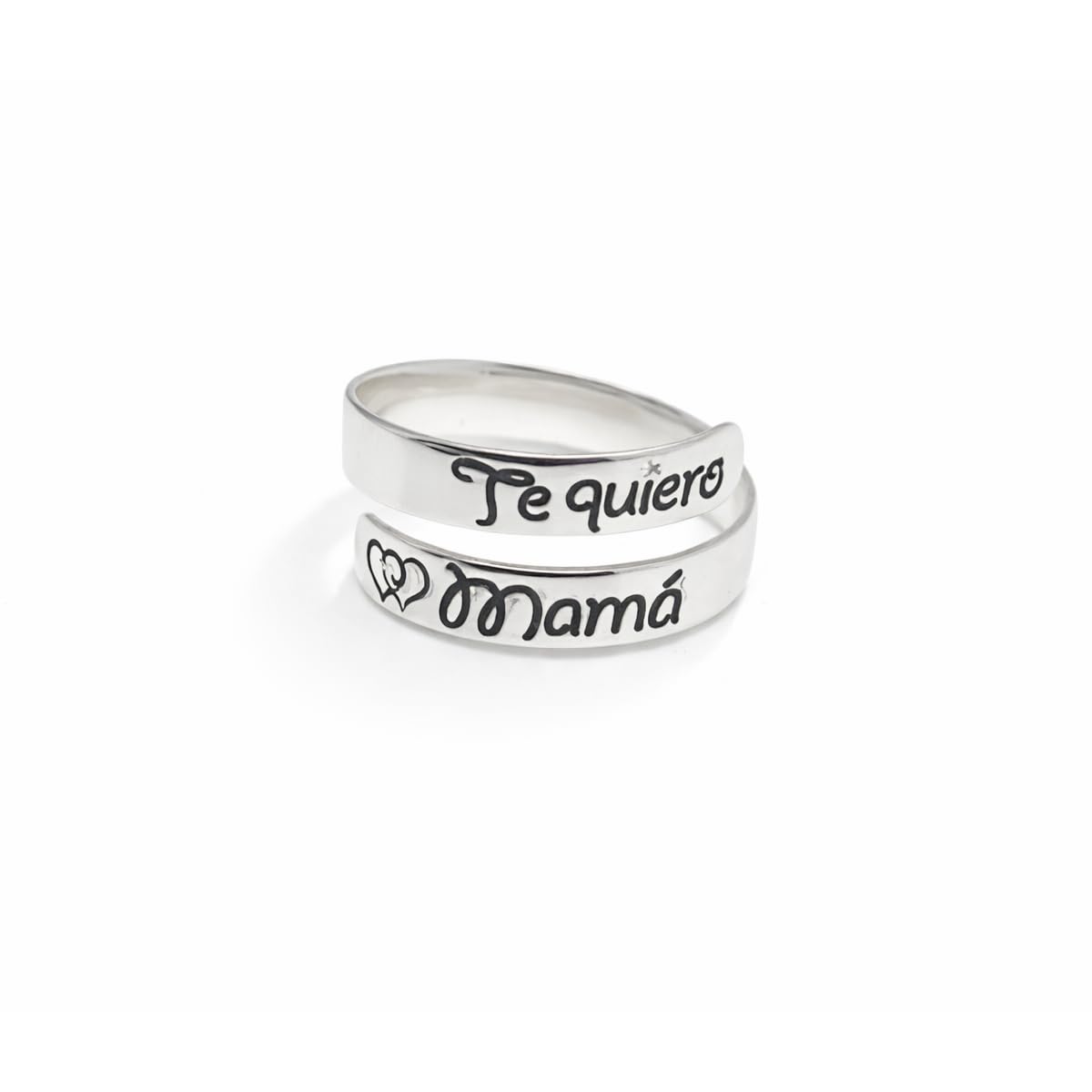 Anillo ajustable en plata de ley 925 para mujer | Grabado “Te Quiero Mamá” | Joya personalizada de amistad, madre e hija | Día de la Madre Modelo Te Quiero Mamá