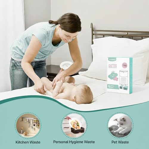 Image of 6 Pack Diaper Pails Refills for De-k-or Mini, 30% Extra Thick Heavy Duty Leak-Proof Liners, Multi-Layer Odor Defense Film, Holds 1980 Diapers, Fresh Scented Baby Changing Essentials