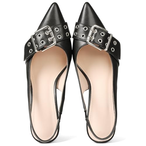 Eteridrey Kitten Heels for Women Pointed Close Toe Elastic Slingback Heel Comfortable Sexy Pumps Party Office Dress Shoes2
