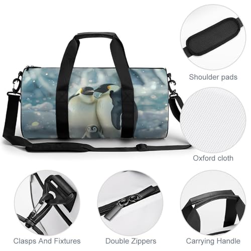 Penguin Family Gym Bag Lightweight Carry On Duffel Bag Athletic Sports Travel Bag Weekender Bag for Men Women4