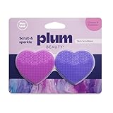 Plum Beauty Heart-Shaped Silicone Skin Scrubber – Manual Facial Cleansing Brush for Exfoliating & Massaging – Soft, Skin-Safe Bristles for All Skin Types – Includes Suction Cup Mount