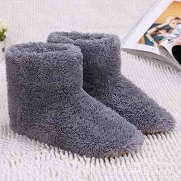 Electric Heated Foot Warmer Winter Rechargeable USB Electric Heating Shoes Plush Soft Foot Heating Pad Washable Snow Boots Slipper Insole Heater Sleep Relieve Discomfort Keep Warm for Adult Gifts