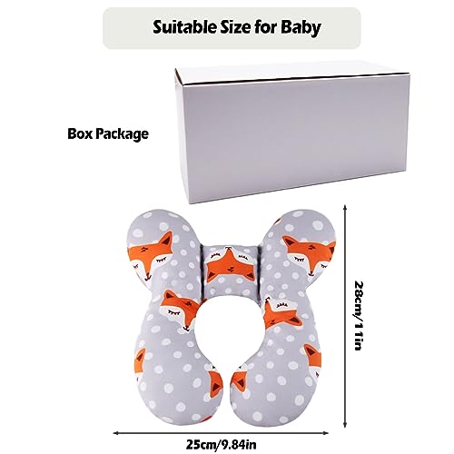 vocheer Baby Travel Pillow (Upgraded), Kopf- und Nackenstützkissen für Kinderwagen, Autositz, Stroller, Babywippe, Baumwolle，Fox