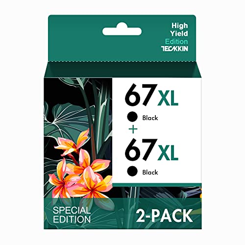 67XL Black Ink Cartridge Replacement for HP Ink 67 67XL Ink Works with HP Envy 6000 6055 6055e 6400e 6455e Envy Pro 6455e 6455 6475 6452 6458 DeskJet 4155 2755e 2755 4052 (2 Black)