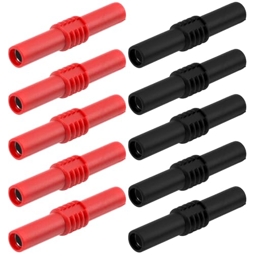Image of 10Pcs Insulated 4mm Banana Plug Coupler Female to Female Banana Socket Jack for 4mm Banana Extension Multimeter Speaker Test Leads Electrical Connections Testing