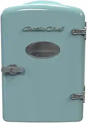 RCA RMIS129-BLUE Mini refrigerador de bebidas retrô 6 latas - azul