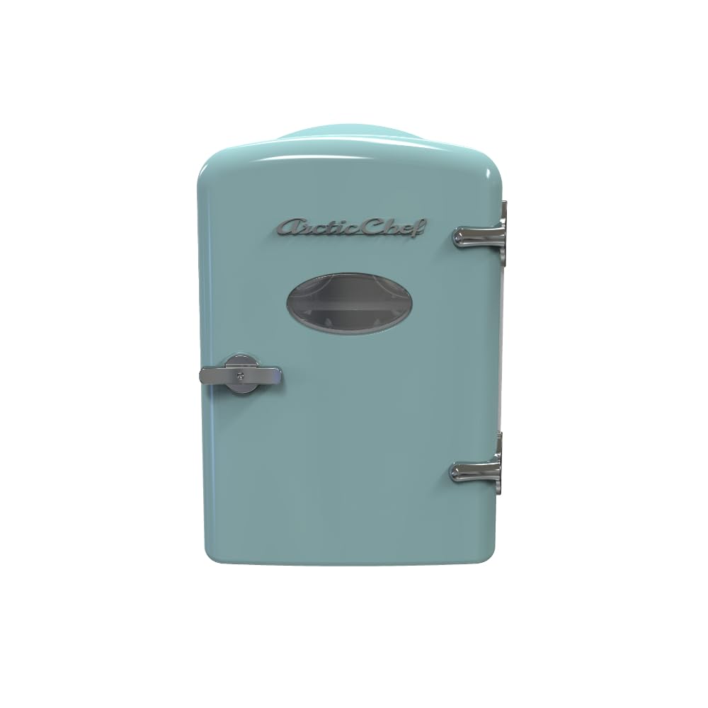 ARCTIC CHEF RMIS129-BLUE Mini Retro 6 Can Beverage Refrigerator-Blue,0.14 cubic feet