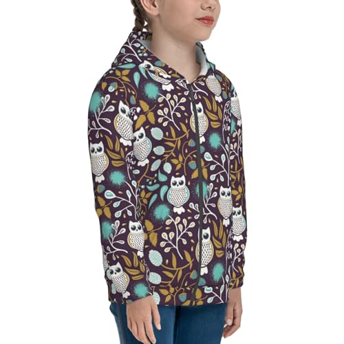 Forest Cute Owl Kid Hoodies Boys Zip Up Sweatshirts Girls Pullover with Pocket4