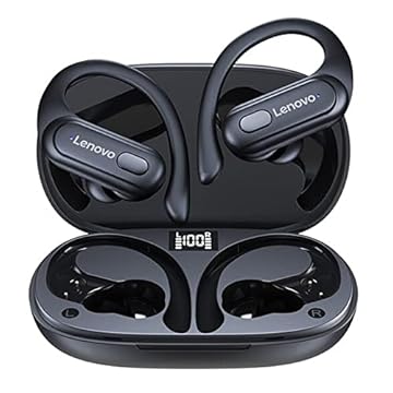Lenovo Fone de Ouvido Sem Fio Original XT60 Esportes Fones de Ouvido Sem Fio HiFi Bluetooth 5.3 Fones de Ouvido Jogo Baixo com Mic Fone Bluetooth Redução de Ruído Earhooks XT60 preto