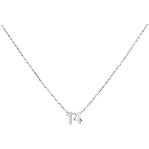 Number Necklace for Women Dainty 18K Gold Plated Pendant Necklace Charm Birth Month...