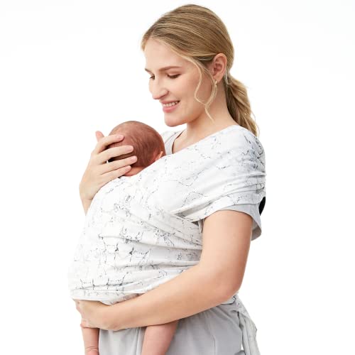 Image of Momcozy Baby Wrap Carrier Slings, Infant Carrier Slings for Newborn up to 50 lbs, Baby Wrap Adjustable for Adult Fits Sizes XXS-XXL, Easy to Wear Baby Carriers,Ergonomic Front Facing/Back, Marble