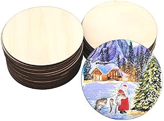 Wood Circles for Crafts 30 Pack 4 Inch Unfinished Wood Blank Rounds Wood Sign Blank Wooden Discs for DIY Crafts Coasters Making Home Decorations