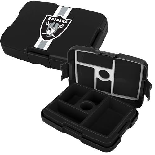 FOCO NFL Unisex-Adult Officially Licensed Team Color Stripe Primary Logo Football Leak Proof 5 Compartment Bento Lunch Box - Las Vegas Raiders
