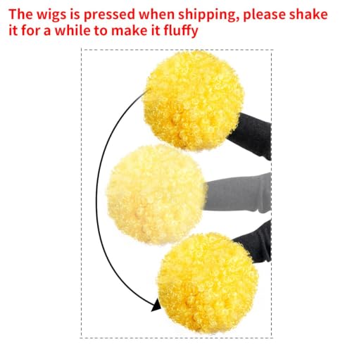 Image of FREE BEAUTY Fluffy Afro Synthetic Clown Wig for Men Women Cosplay Anime Party Christmas Halloween Fancy Funny Wigs（Yellow）