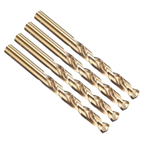 PATIKIL 10mm Drill Bit, M35 Cobalt 5% High-Speed Steel Jobber Straight Shank 135° Gold Finish for Stainless Steel Hard Metal - 4 Pack