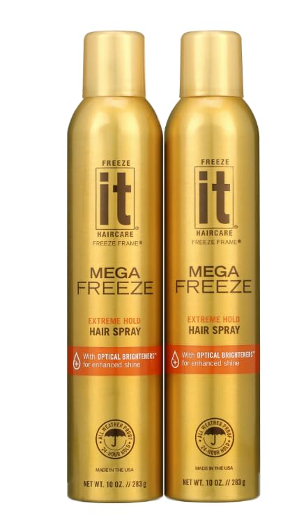 F'reeze IT Mega Free~ze Hair Spray, Extreme Hold,10 Oz ~ (2 Count)