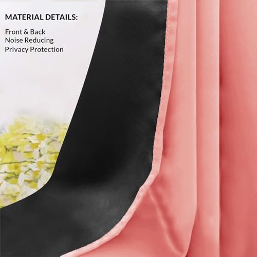 Image of HOMEMONDE Window Curtains 5 Feet Set of 2 - Thermal Insulation Blackout Curtain with Black Backing, Rod Pocket & Fade Resistant Drapes - (60 Inch, Peach)