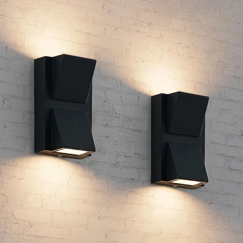 Gouzloyed LED Wandleuchte Innen/Außen,8W Außenleuchte Wandlampe,IP65 wasserdichte Außenwandleuchte Warmweiß Wandbeleuchtung,Modern Up Down Dekorative Wandlichter für Garten,Balkon (UP Down-2stücke)