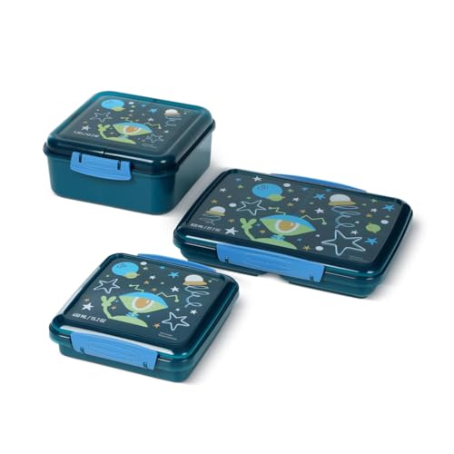Rubbermaid Pack & Go Alien Laguna Blue Lunch Set 3-Pack, Bento Cube, Snack Container, Sandwich Box, Food Storage Containers, Plastic Containers for Food - image 1