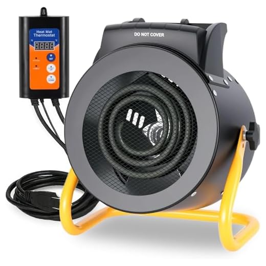 LHUKSGF Greenhouse Heater with Digital Thermostat, 1500W Electric Outdoor Heater, Overheat Protection, Fast Heating, Waterproof for Grow Tent, Green House, Patio, Black