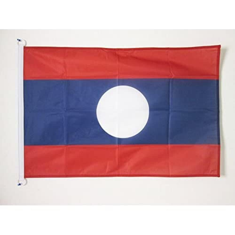 AZ FLAG, Laos Flag, 2x3 Ft, For Outdoor, Laotian Banner Knitted Polyester with Two Plastic Rings, Fade Resistant
