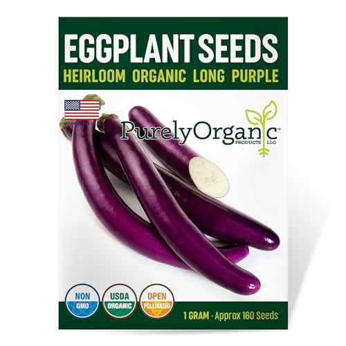 Organic Eggplant Seeds (Long Purple) - Approx 160 Seeds - USDA Organic Non-GMO Open Pollinated Heirloom USA Origin