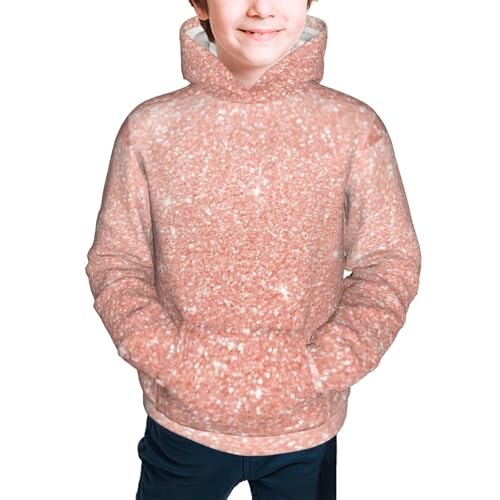 Rose Gold Glitter Kid Hoodies Boys Sweatshirts Girls Pullover with Pocket3
