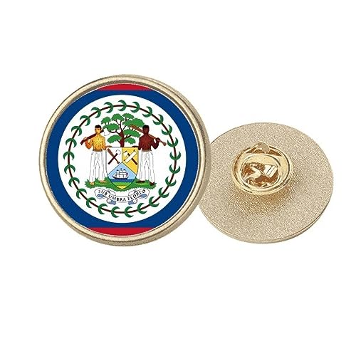 Broche drapeau du Belize en métal doré rond taille M insigne de voyage