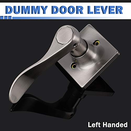 Decoriten Single Dummy Door Levers Left Handed Non-Turning Door Handles Wave Style Single Side Pull, Satin Nickel Keyless Interior Door Handles, 3 Pack #TOP1