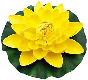 Floating Lotus Lily Pad - 12 inch Foam Flowers for Ponds, Weddings, Pools, and Garden Decor (Set of 2) (Yellow)