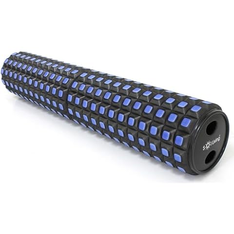 Sol Living High-Density Foam Roller - for Muscular Relaxation, Workouts & Physical Therapy - Stretch, Massage and Relieve Tension in Muscles - Firm & Durable - Blue/Black, 25" x 6" Cover