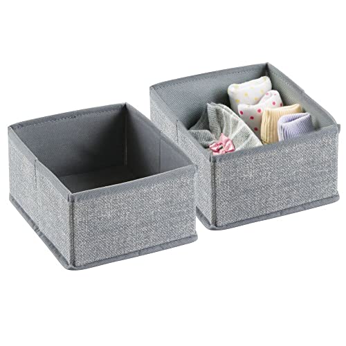 Mdesign Soft Fabric Dresser Drawer And Closet Storage Organizer, Bin For Child/Kids Room, Nursery, Playroom, Bedroom - Textured Print With Solid Trim, 6 Pack - Gray #TOP5