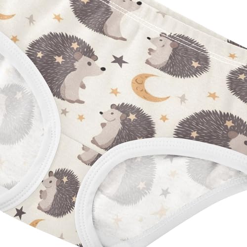 Wusikd Cute Hedgehog Girls' Underwear Cotton Stars Moons Girls Briefs Soft Toddler Underwear 2T4