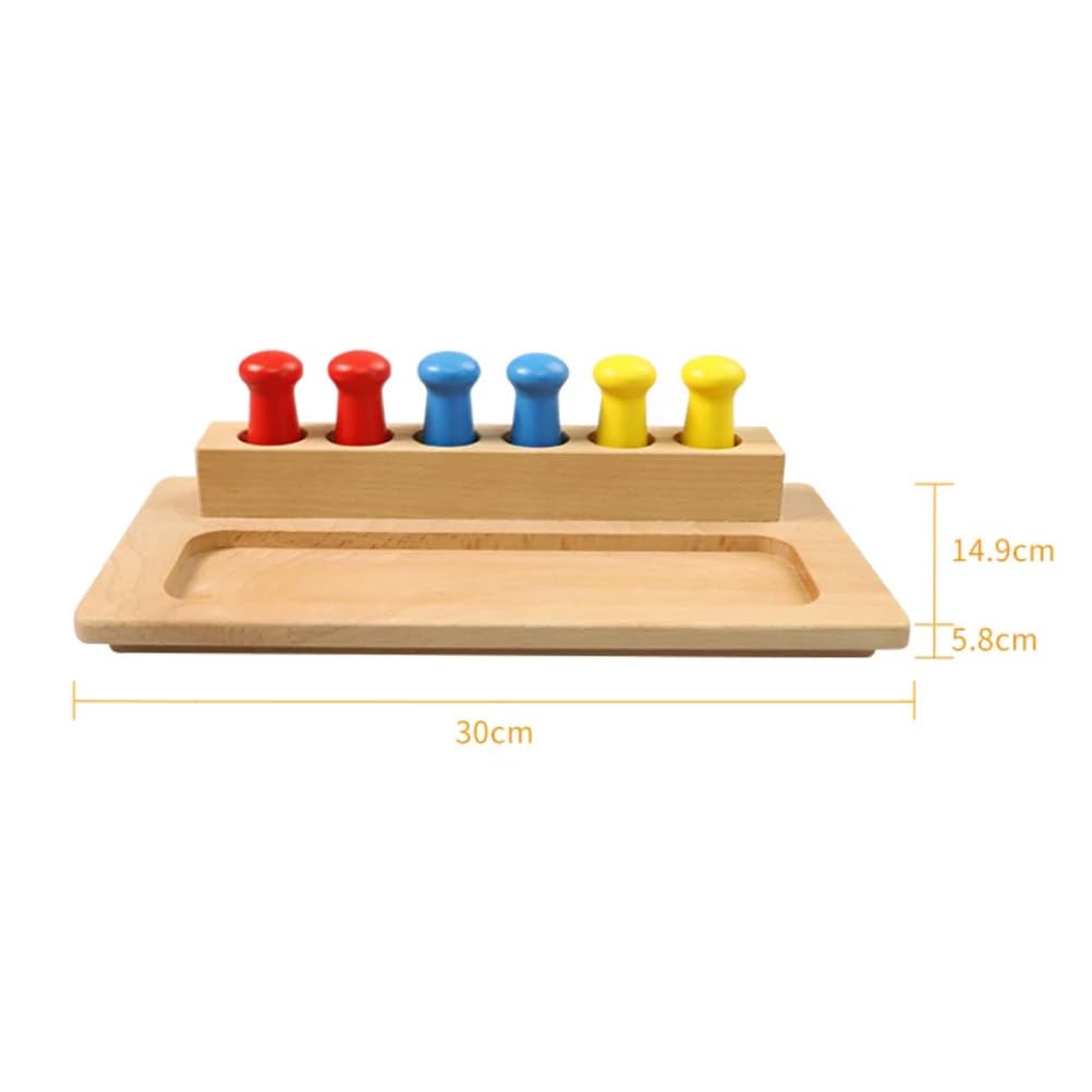 Montessori Farb-Zylinder-Steckbrett-Spielzeug, Holz-Sensorik-Steckspielset, Hand-Auge-Koordination- und Farblernspielzeug