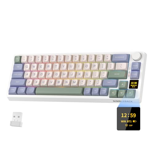 LTC Nimbleback NB682 PRO 65% ワイヤレス メカニカル キーボード、ディスプレイ スクリーンとノブ付き、2.4G/BT/USB-C 有線 RGB 68 キー ゲーミング キーボード、3 層ダンパー、ホットスワップ PCB、ソフトウェア サポート、リニア スイッチ