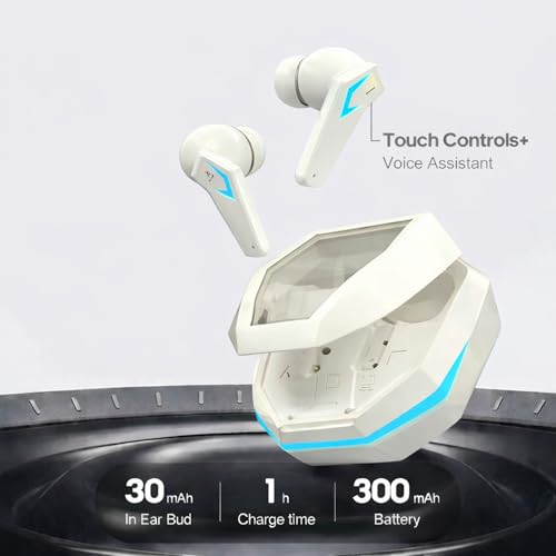 Image of iFAST GM05 True Wireless Stereo Gaming Earbuds, Quad Mic ENC for Clear Calls, Bluetooth 6.0, Low Latency Gaming, RGB LED, Type-C Fast Charge, 5H /40H Playtime, IPX5 | White
