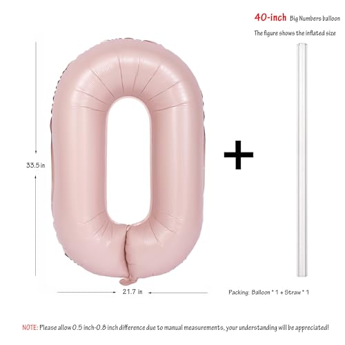 Image of 40 In Matte Pink Birthday Number Balloons 0 Helium Foil Mylar Balloon | Birthday Party Decorations Suitable For Boys' And Girls' Birthday Parties Anniversary celebration