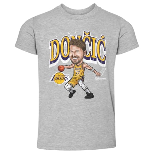 500 LEVEL Luka Doncic Los Angeles Lakers Toddler Shirt - Luka Doncic Los Angeles Lakers Cartoon WHT (Heather Gray, 3T)