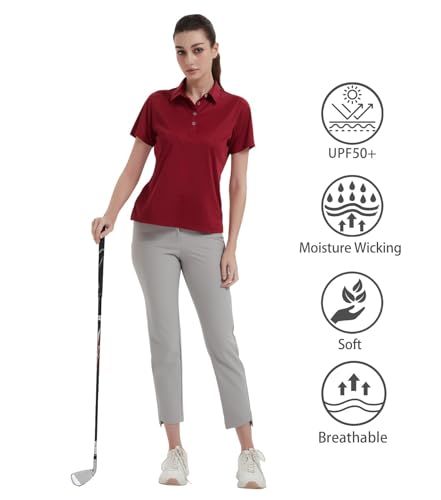 Image of Womens Polo Shirts UPF 50+ Quick Dry Short Sleeve Collared Golf Shirt