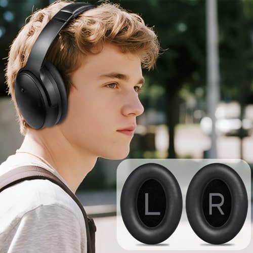 Image of SOULWIT Earpads Replacement for Bose QuietComfort 45 (QC45) /QuietComfort SE (QC SE) /New Quiet Comfort Wireless Over-Ear Headphones, Ear Pads Cushions with Softer Protein Leather - Black