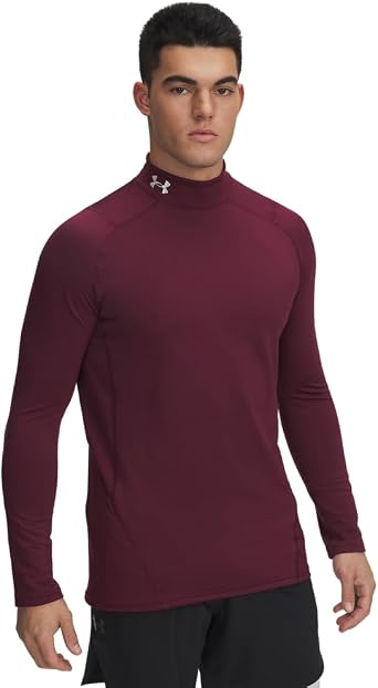 Under Armour Men's ColdGear Fitted Mock, (609) Maroon / / White, X-Large