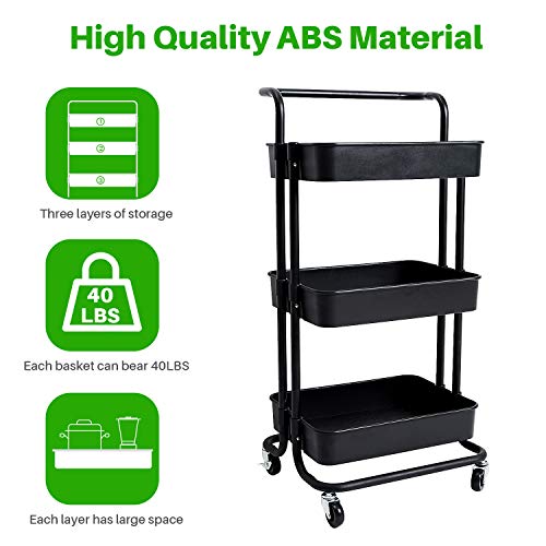 HOUSE-DAY-3-Tier-Rolling-Utility-Cart-Storage-Organization-Shelves-with-Handle-and-Lockable-Wheels-Multifunction-Storage-Trolley-Service-Cart-Easy-Assembly-for-Kitchen-Bathroom-Office