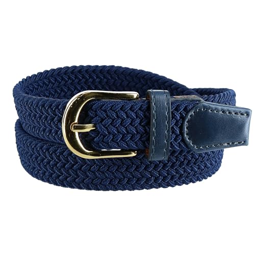 CTM Women's Elastic Braided Stretch Belt, Medium, Navy