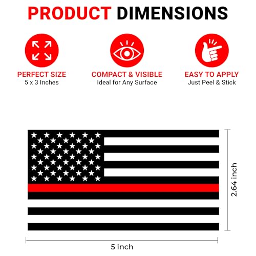 Image of Firefighter Vinyl Flag Stickers, First Responder Car Decals, Waterproof Indoor Outdoor, Laptop Stickers, Car Bumper, Flag, 5 x 3 Inches, Set of 3