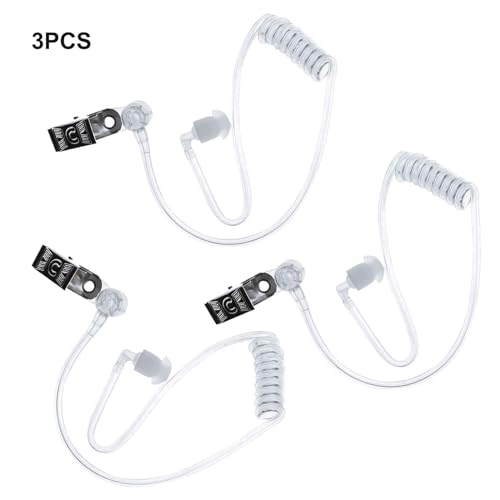 GWAWG Ersatz-Akustikschlauch für 2-Wege-Radio-Audio-Headsets, Ohrstück, Headset, Geheimagent, Kostüm-Requisite, Ersatz-Luft-Akustikschlauch/transparente Spule, Audioröhre, 3 Stück