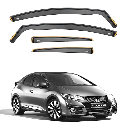 iSpeed Deflettori d'aria di alta qualità per Honda Civic MK9 5 porte 2012-2016, 4 pezzi, per mantenere la tua auto ventilata sotto la pioggia, riduce l'turbolenza del vento, oscurati, tipo a canale, iSpeed Deflettori d'aria di alta qualità per Honda Civic MK9 5 porte 2012-2016, 4 pezzi, per mantenere la tua auto ventilata sotto la pioggia, riduce l'turbolenza del vento, oscurati, tipo a canale,